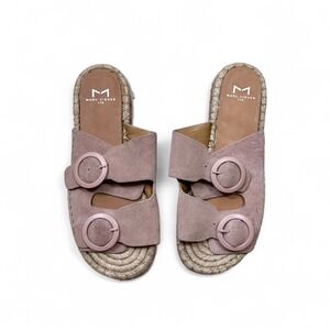 Marc Fisher LTD‎ Ramba Pink Suede Espadrille Slide Sandals Buckle Women's 8 M